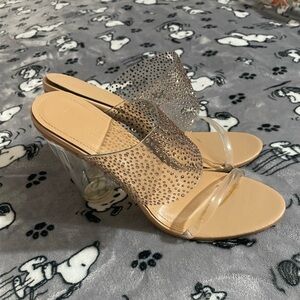 Cheap Clear Heels with rose gold rhinestones size 8.5 👡👡
